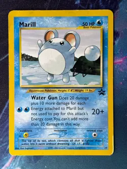 Marill - 29 - Pokemon - Common - Black Star - Movie Promo Card - Vintage DMG - Image 1