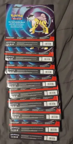 Pokemon TCG Lot Of (9) Phantasmal Flames, Mega Evolution 2 Pack Blister, Raikou - Image 2