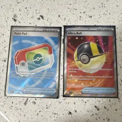 Pokemon Trainer Item Cards Poke Pad & Ultra Ball Holo 2023 Lot - Image 1