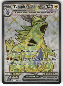 POKEMON TYRANITAR EX 211/197 ULTRA RARE OBSIDIAN FLAMES HOLO NM - Image 1