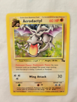 1999 Pokemon Vintage Rare Holo Stage 1 Aerodactyl (1/62) Fossil Set LP - Image 2