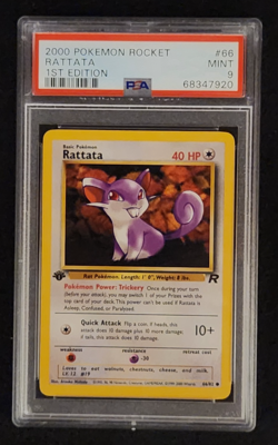 2000 Pokemon Team Rocket 1st Edition Rattata PSA 9 MINT #66/82 - Image 1