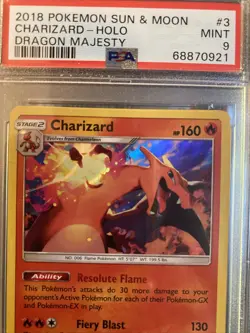 Charizard 2018 Pokemon Sun & Moon Dragon Majesty Charizard Holo PSA 9 Mint #3 - Image 2