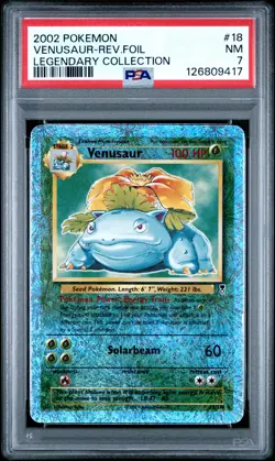 2002 POKEMON LEGENDARY COLLECTION #18 VENUSAUR-REVERSE FOIL PSA 7 - Image 1
