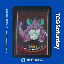 1999 TOPPS POKEMON TV ANIMATION ED. SERIES 1 #34 NIDOKING BLUE TOPPS LOGO FOIL - Image 1