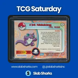 1999 TOPPS POKEMON TV ANIMATION ED. SERIES 1 #34 NIDOKING BLUE TOPPS LOGO FOIL - Image 2