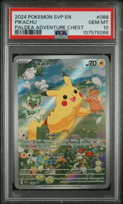 2024 Pokemon SVP Black Star Promo Pikachu Paldea Adventure Chest PSA 10 #088 - Image 1