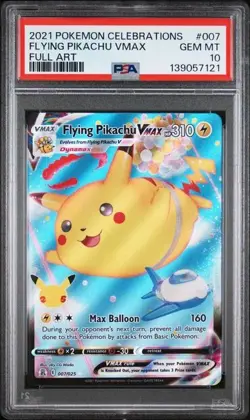 2021 POKEMON CELEBRATIONS #007 FULL ART/FLYING PIKACHU VMAX PSA 10 - Image 1