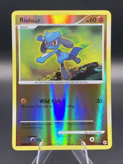 Pokemon TCG Riolu Diamond & Pearl 61/130 Reverse Holo Uncommon DMG - Image 1