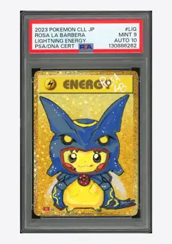 Pokemon PSA 9 AUTO 10 Lighting Energy Holo Pikachu Rosa La Barbera #LIG CLL JPN - Image 1