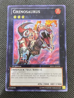 3x YuGiOh! - Grenosaurus BP01-EN026 Rare 1st Edition Near Mint Battle Pack - Image 2