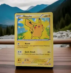 Pokemon TCG Pikachu 42/146 XY Base Set LEGO Movie Promo Cosmo Holo Card 2014 - Image 1