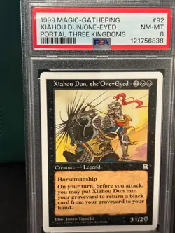 1999 Magic the gathering MTG Portal Three Xiahou Dun the One-Eyed PSA 8 P3K - Image 1