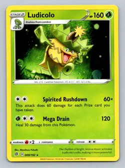 Pokemon Ludicolo SWSH02: Rebel Clash 009/192 Light Play LP+ or Better - Image 1