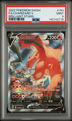 CHARIZARD V 154 BRILLIANT STARS POKEMON PSA 9 - Image 1