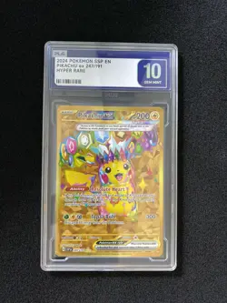 2024 Pokemon TCG English SSP EN Pikachu ex 247/191 Gold Full Art PLG 10 FN45 - Image 1