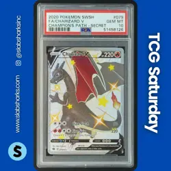 2020 POKEMON SWSH CHAMPION'S PATH #079/073 CHARIZARD V SECRET RARE PSA 10 - Image 1