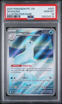 2025 POKEMON PFL EN-PHANTASMAL FLAMES ILLUSTRATION RARE #097 DEWGONG PSA 10 - Image 1