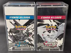 2x Pokemon Black Bolt White Flare Sealed Booster Bundle Display Case W/Acrylic - Image 1