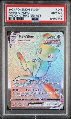 2021 POKEMON SWORD & SHIELD FUSION STRIKE SECRET #268 FULL ART/MEW VMAX PSA 10 - Image 1