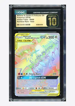 Pokemon CGC10 PRI Moltres & Zapdos & Articuno GX Secret Rare 2019 69/68 HF ENG - Image 1