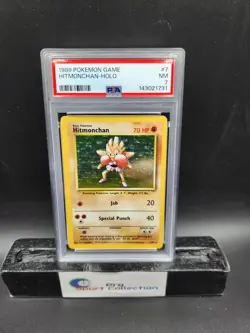 1999 POKEMON GAME HITMONCHAN-HOLO BASE SET UNLIMITED 7/102 PSA 7 NM - Image 1
