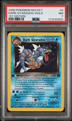 2000 POKEMON ROCKET 1ST ED #8 DARK GYARADOS-HOLO PSA 7 - Image 1