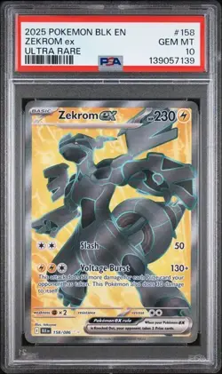 PSA 10 GEM ZEKROM EX #158 ULTRA RARE FULL ART 2025 POKEMON BLK EN BLACK BOLT - Image 1