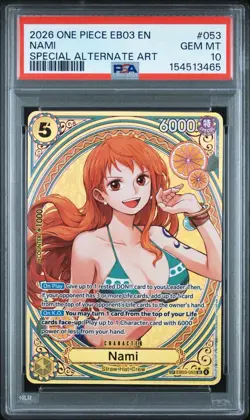 2026 ONE PIECE EB03 ENGLISH - NAMI 053 - SPECIAL ALTERNATE ART PSA 10 Heroines - Image 1