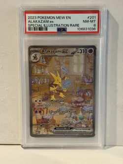 2023 POKEMON MEW EN-151 SPECIAL ILLUSTRATION RARE #201 ALAKAZAM EX PSA 8 - Image 1