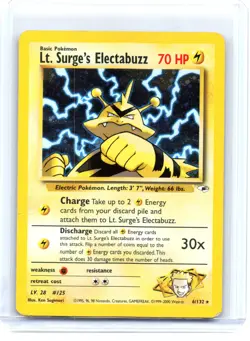 2000 Pokemon—LT. Surge's Electabuzz #6/132 Gym Heroes—Holo Rare Holo [Damaged] - Image 1