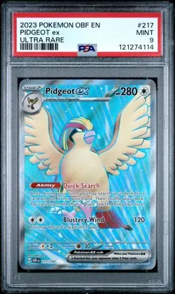 2023 POKEMON OBF EN-OBSIDIAN FLAMES ULTRA RARE #217 PIDGEOT EX PSA 9 - Image 1