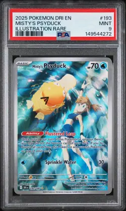 Pokemon TCG Misty's Psyduck Destined Rivals 193/182 PSA 9 Illustration Rare - Image 1