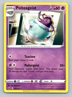 Pokemon Polteageist SWSH01: Sword & Shield Base Set 090/202 Light Play LP - Image 1