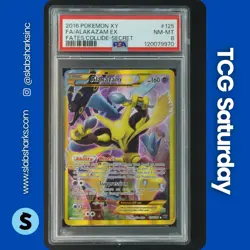 2016 POKEMON XY FATES COLLIDE #125/124 ALAKAZAM EX FULL ART SECRET RARE PSA 8 - Image 1