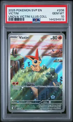 2025 POKEMON SVP EN-SV BLACK STAR PROMO #208 VICTINI PSA 10 - Image 1