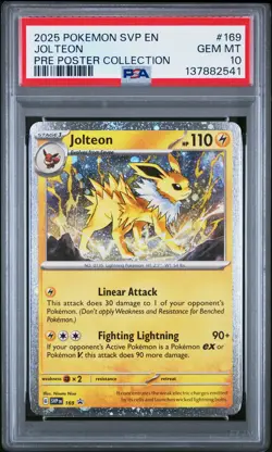 2025 POKEMON SVP EN-SV BLACK STAR PROMO #169 JOLTEON PSA 10 - Image 1