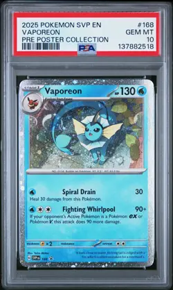 2025 POKEMON SVP EN-SV BLACK STAR PROMO #168 VAPOREON PSA 10 - Image 1