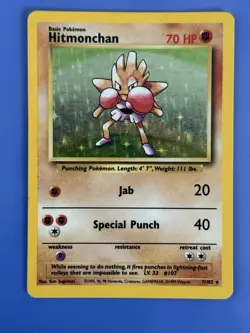 Pokemon TCG Base Set - Hitmonchan 007/102 Holo - Holo Rare - Vintage - LP/MP - Image 1