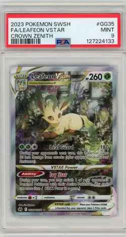 POKEMON 2023 SWSH FA/LEAFEON VSTAR GG35/GG70 CROWN ZENITH PSA 9 - Image 1