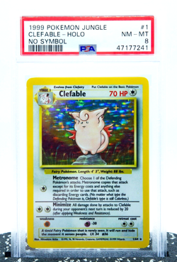 PSA 8 CLEFABLE 1/64 No Symbol Error/Misprint Holo Rare Jungle - Pokemon Card - Image 1