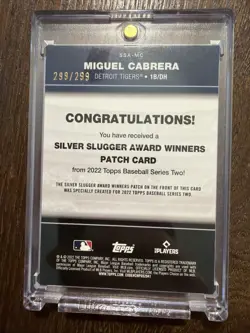 2022 Topps Series 2 - Silver Slugger Patches Miguel Cabrera #SSA-MC Black /299 - Image 2