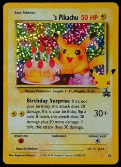 Birthday Pikachu #25 Celebrations NM/M Pokemon Card - Image 4