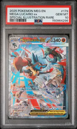 Mega Lucario ex PSA 10 English Pokemon Card 179 SIR 2025 Mega Evolution - Image 1