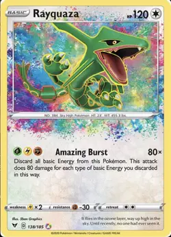 🌈🐉 Rayquaza Amazing Rare 138/185 Holo – Near Mint Pokemon Card 🐉🌈 - Image 1