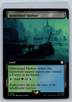 MTG Fallout Extended Art Foil #795 Hinterland Harbor Rare Land - Image 1