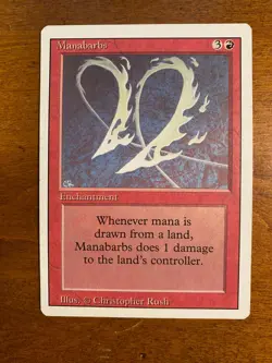 Manabarbs, Revised, Magic the Gathering, Rare Enchantment - never played nr Mint - Image 1