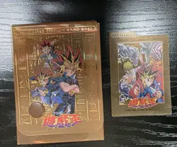 Yugioh Season 0 1998 Memorial Edition Deck Box Card Case Gold BUTTON CLASP READ - Image 2