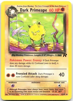 Dark Primeape 43/82 Uncommon Team Rocket Pokemon Unlimited Lightly Played - Image 1