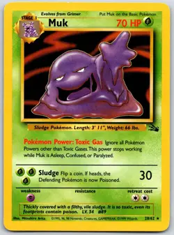POKEMON FOSSIL MUK 28/62 RARE NON HOLO MP - Image 1